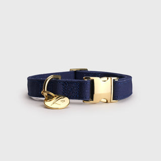 Knala Midnight Blue dog collar in Medium front view on a white background.