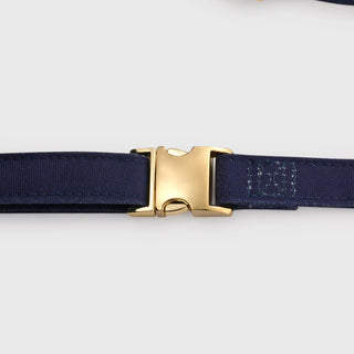 Knala Midnight Blue dog harness hardware close-up on white background