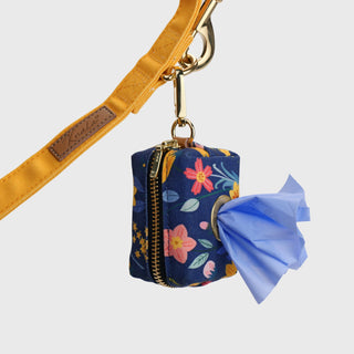 Knala Floral Blue Dog dog waste bag holder product view on white background