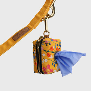 Knala Floral Yellow Dog dog waste bag holder product view on white background