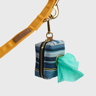 Knala Sea Blue Stripe Dog dog waste bag holder product view on white background