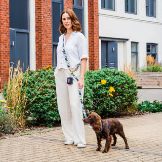 Knala Colour Stripe dog multipurpose lead on dog outdoors