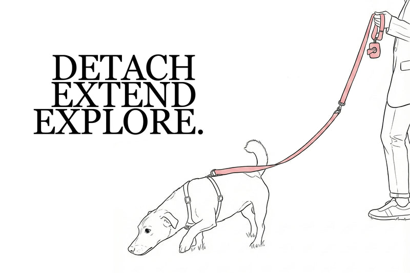 Lead extended to give dog extra freedom